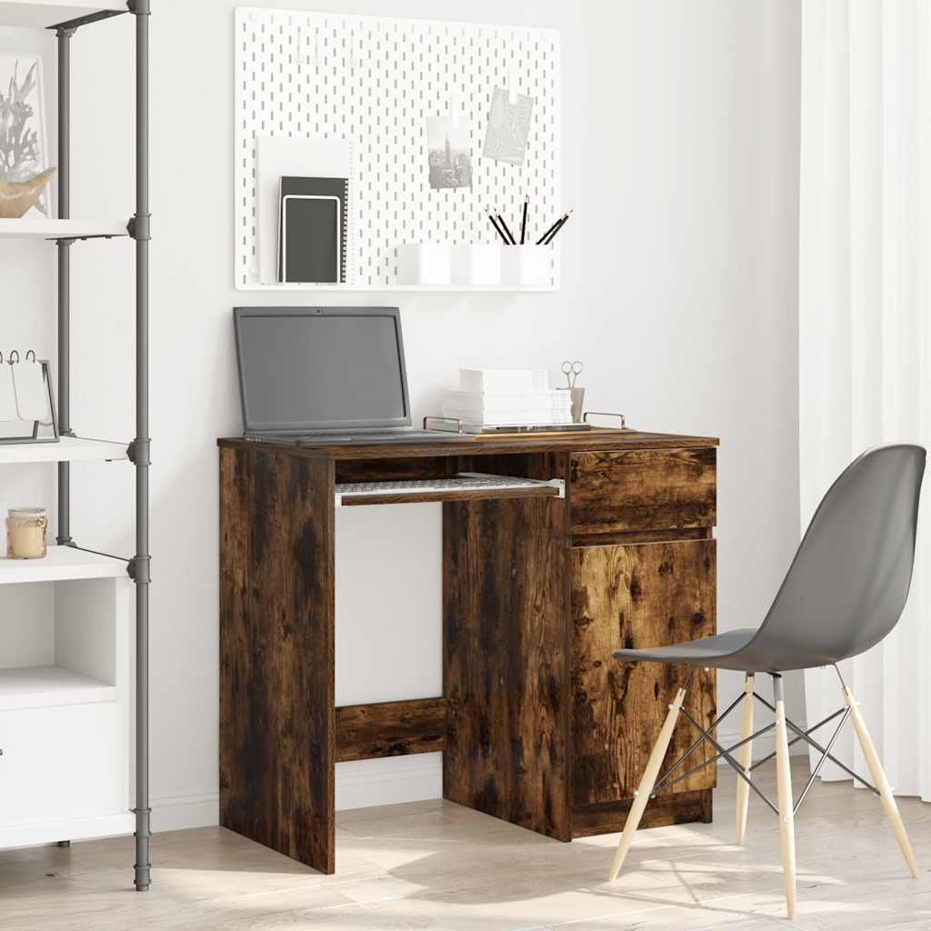 Bureau chêne fumé 86x49x76 cm bois d'ingénierie
