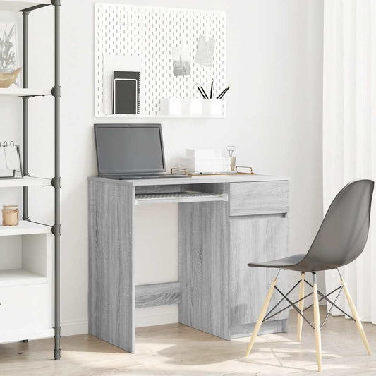 Bureau gris Sonoma 86x49x76 cm en bois usiné