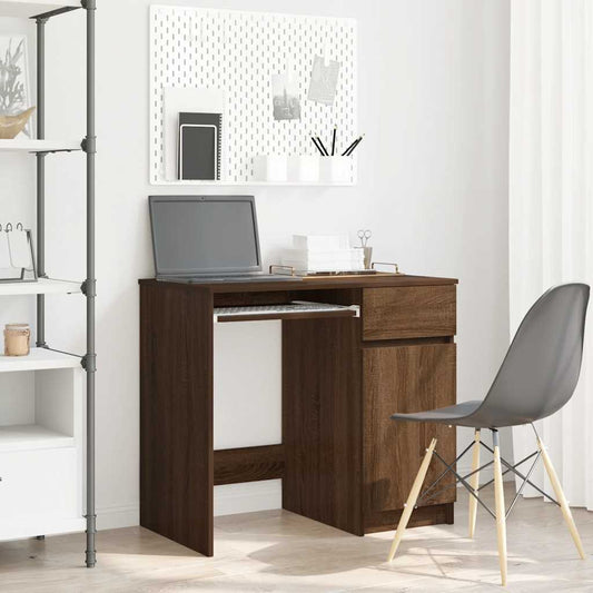 Bureau marron aspect chêne 86x49x76 cm bois d'ingénierie