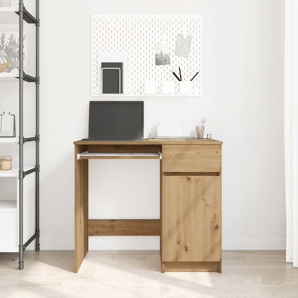 Bureau chêne artisan 86x49x76 cm bois d'ingénierie