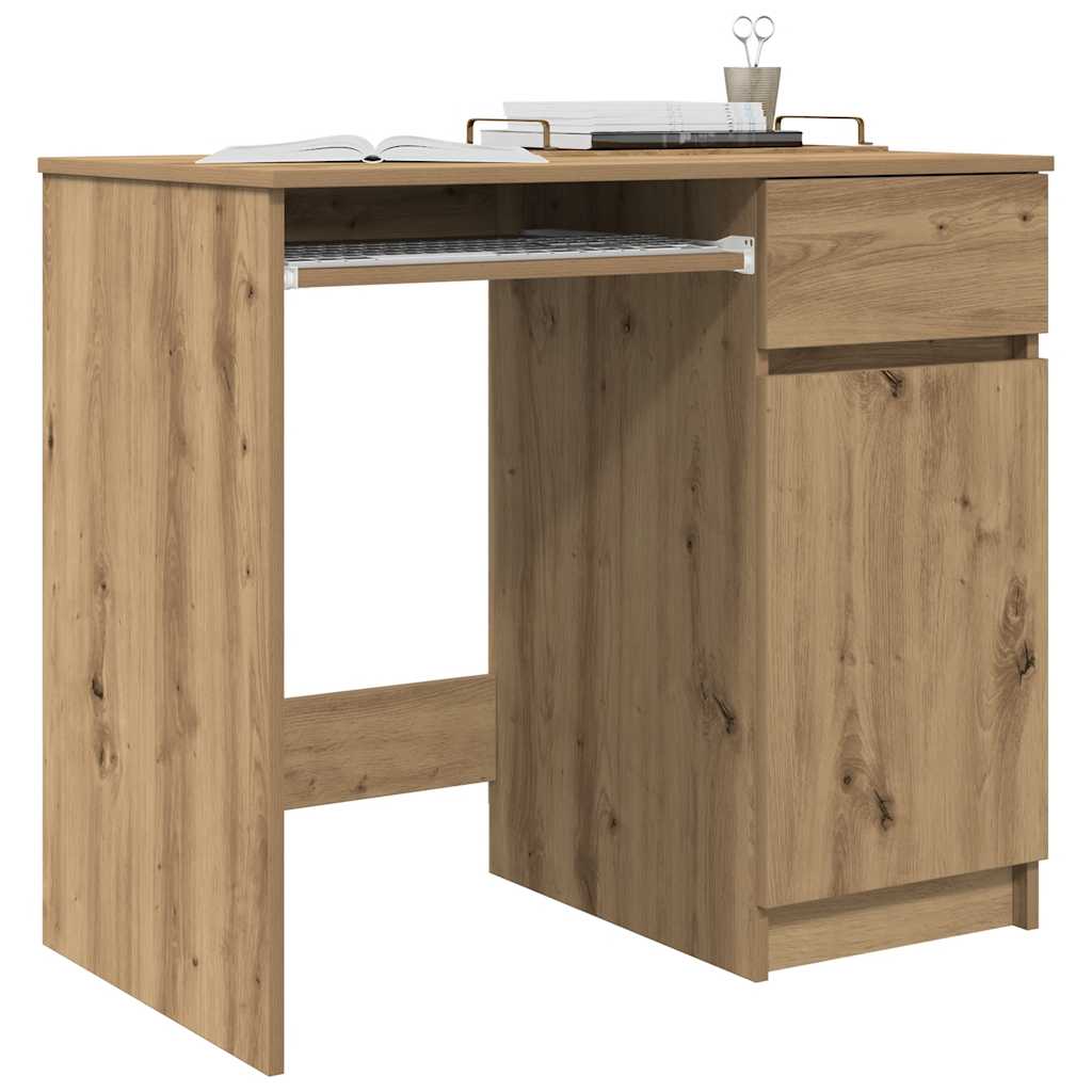 Bureau chêne artisan 86x49x76 cm bois d'ingénierie