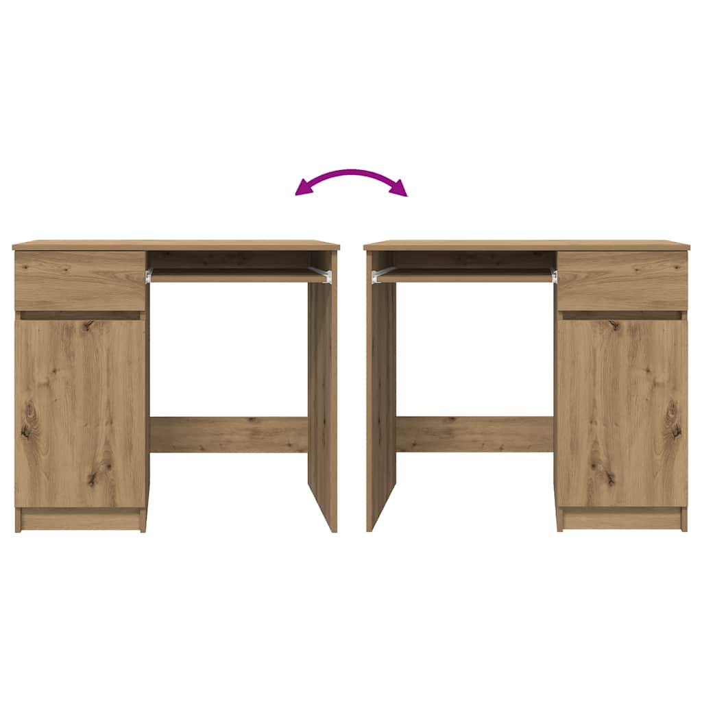 Bureau chêne artisan 86x49x76 cm bois d'ingénierie
