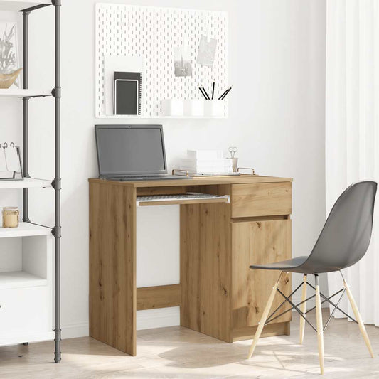Bureau chêne artisan 86x49x76 cm bois d'ingénierie