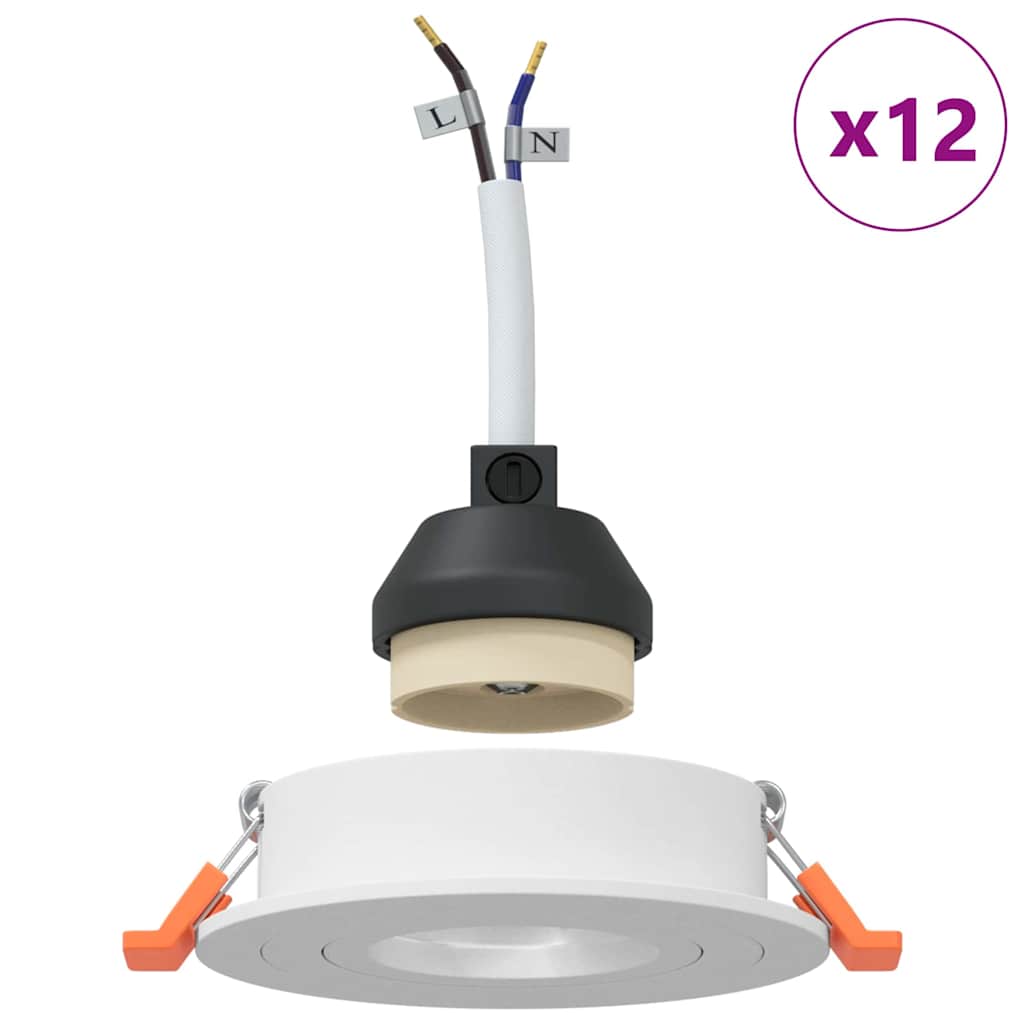 Spotlight 12 pcs blanc 9 x 9 x 2 cm aluminium