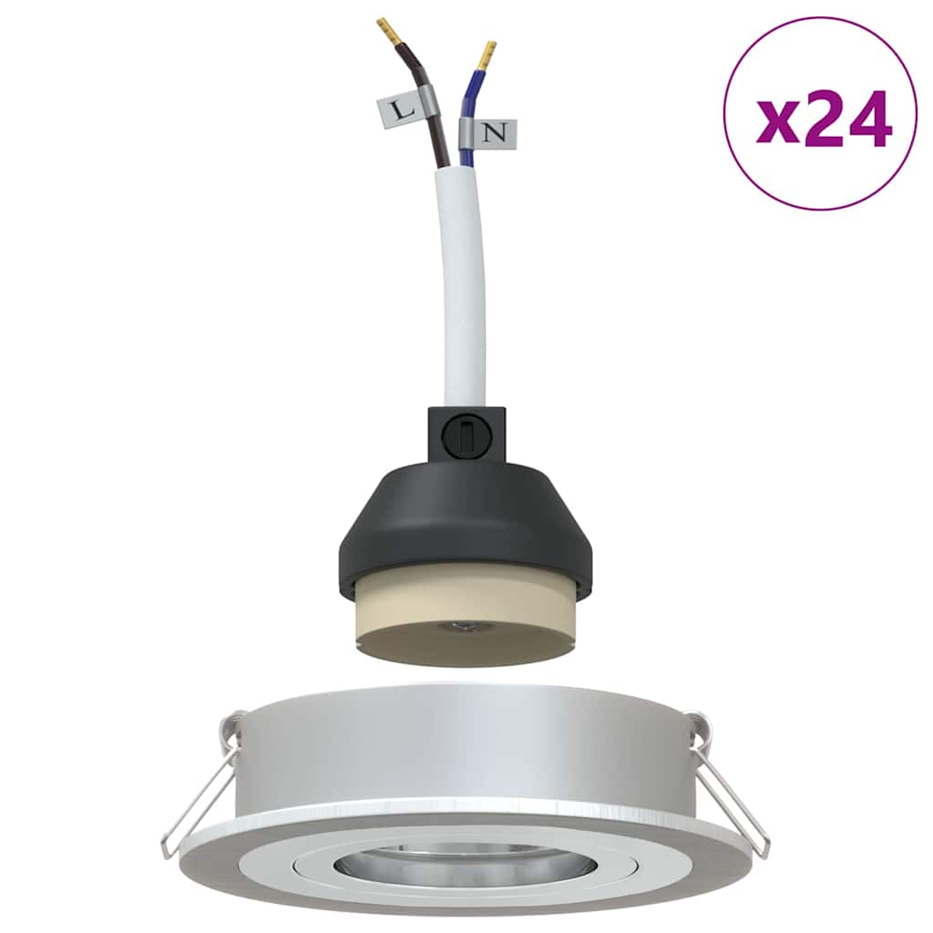 Spotlight 24 pcs Silber 9 x 9 x 2 cm Aluminium