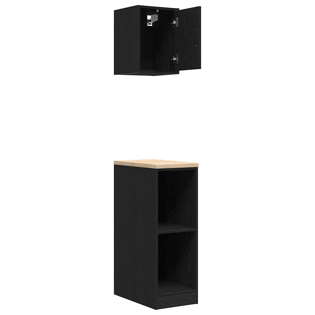 Garagenschränke 2 Stk. Schwarz Holzwerkstoff