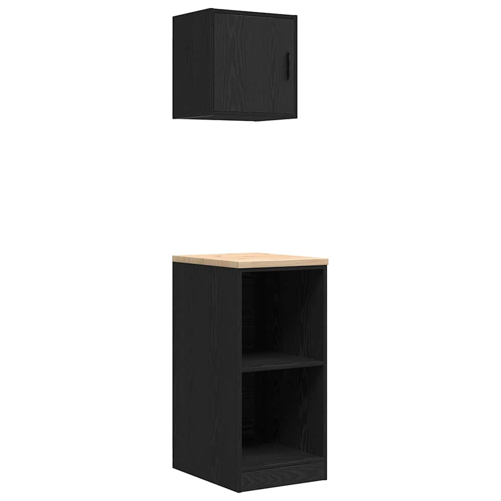 Garagenschränke 2 Stk. Schwarz Holzwerkstoff