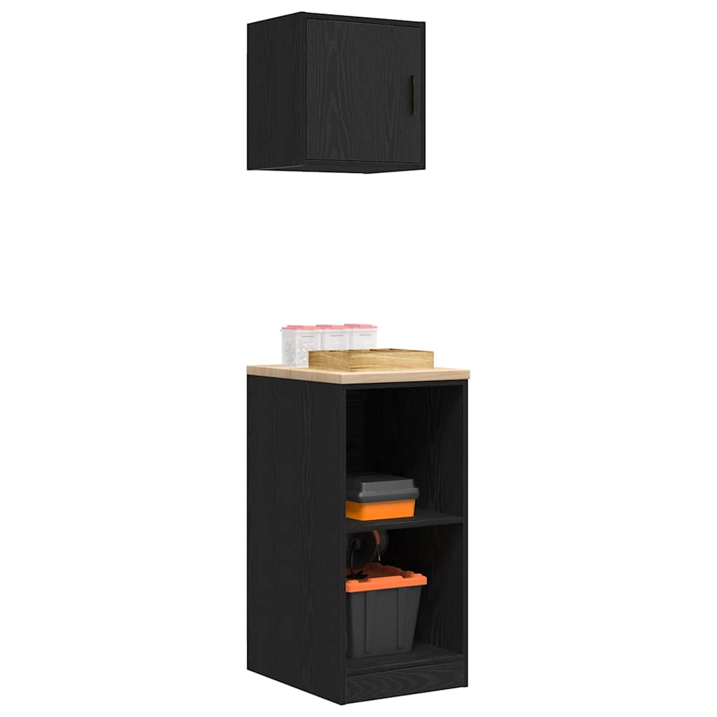 Garagenschränke 2 Stk. Schwarz Holzwerkstoff