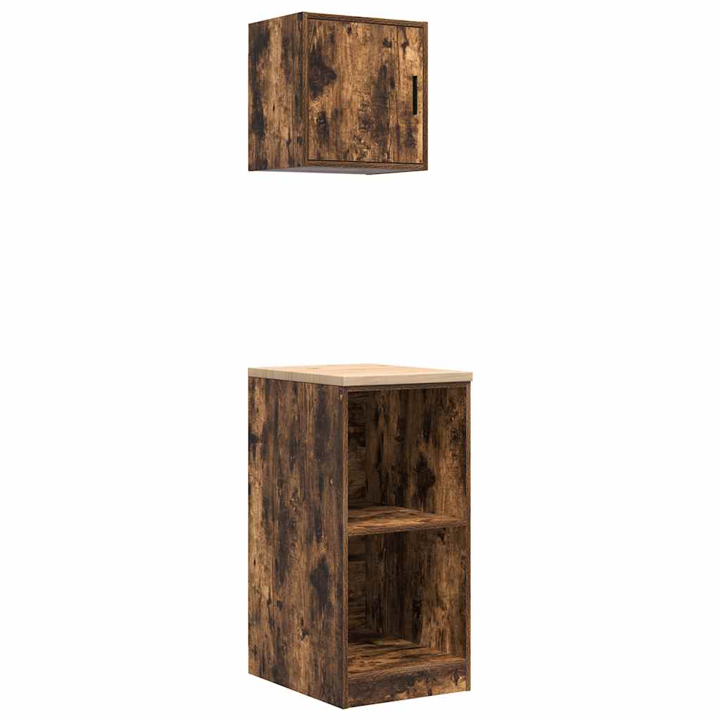 Garagenschränke 2 Stk. Räuchereiche Holzwerkstoff