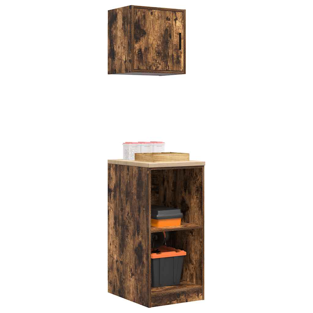 Garagenschränke 2 Stk. Räuchereiche Holzwerkstoff