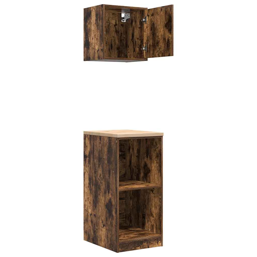 Garagenschränke 2 Stk. Räuchereiche Holzwerkstoff