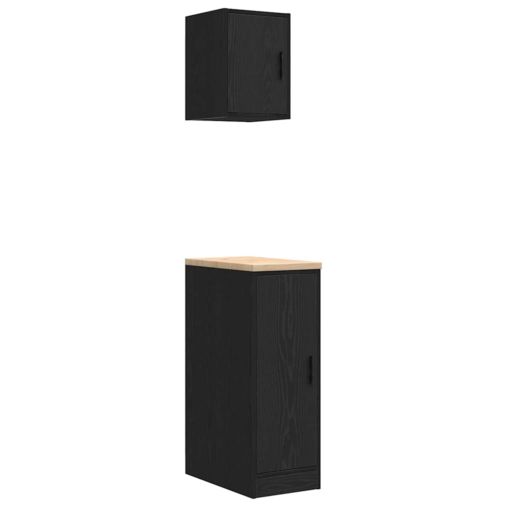 Garagenschränke 2 Stk. Schwarz Holzwerkstoff