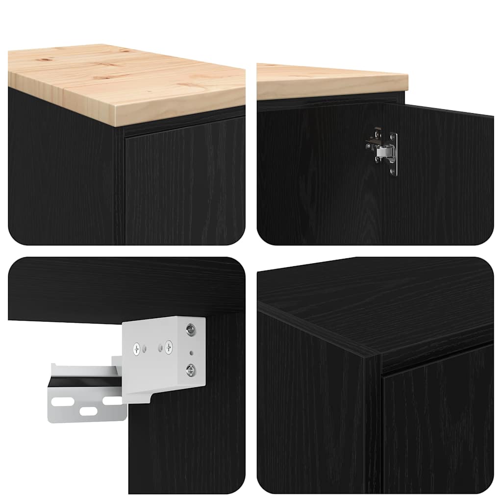 Garagenschränke 2 Stk. Schwarz Holzwerkstoff