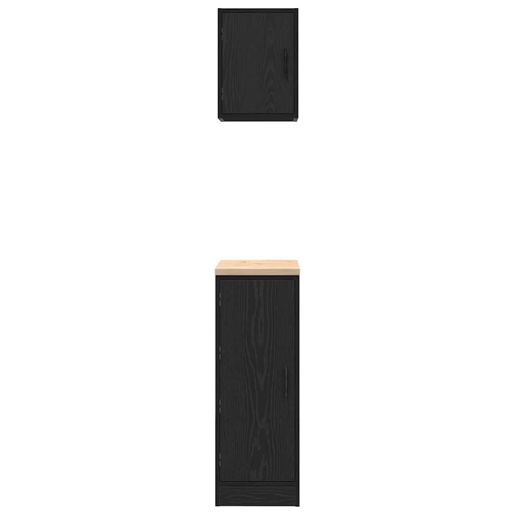 Garagenschränke 2 Stk. Schwarz Holzwerkstoff