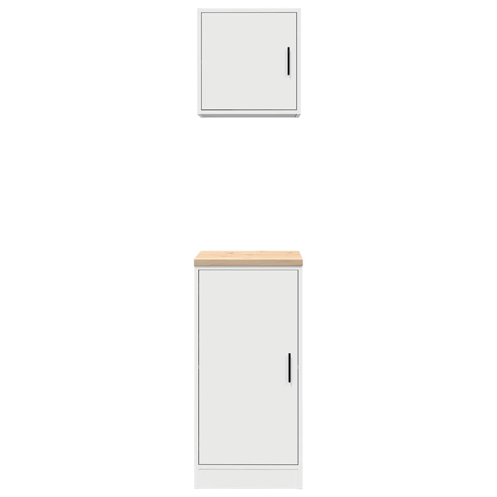 Garagenschränke 2 Stk. Weiß Holzwerkstoff