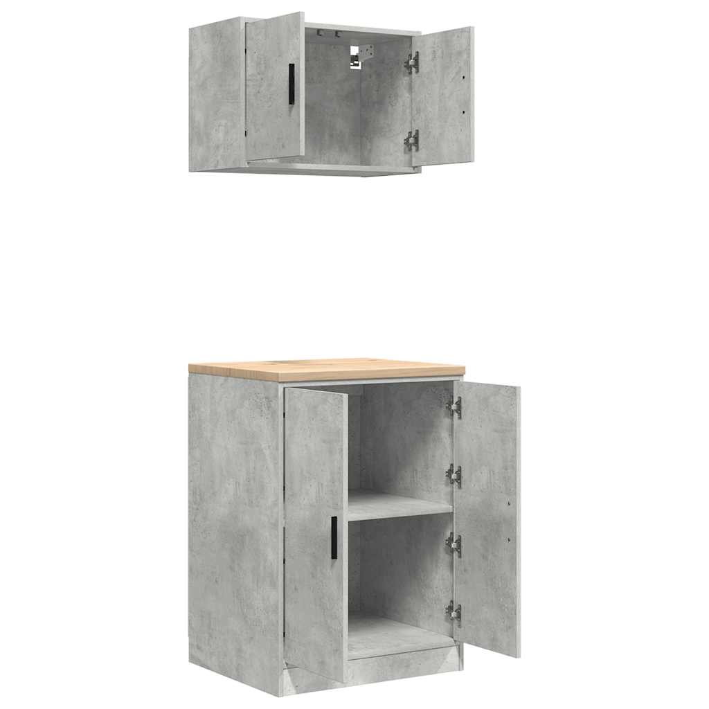 Garagenschränke 2 Stk. Betongrau Holzwerkstoff