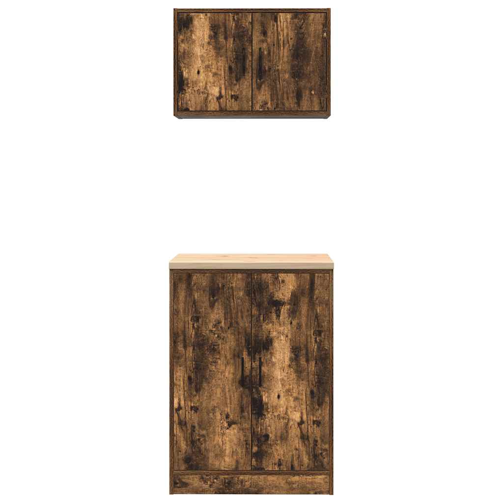 Garagenschränke 2 Stk. Räuchereiche Holzwerkstoff
