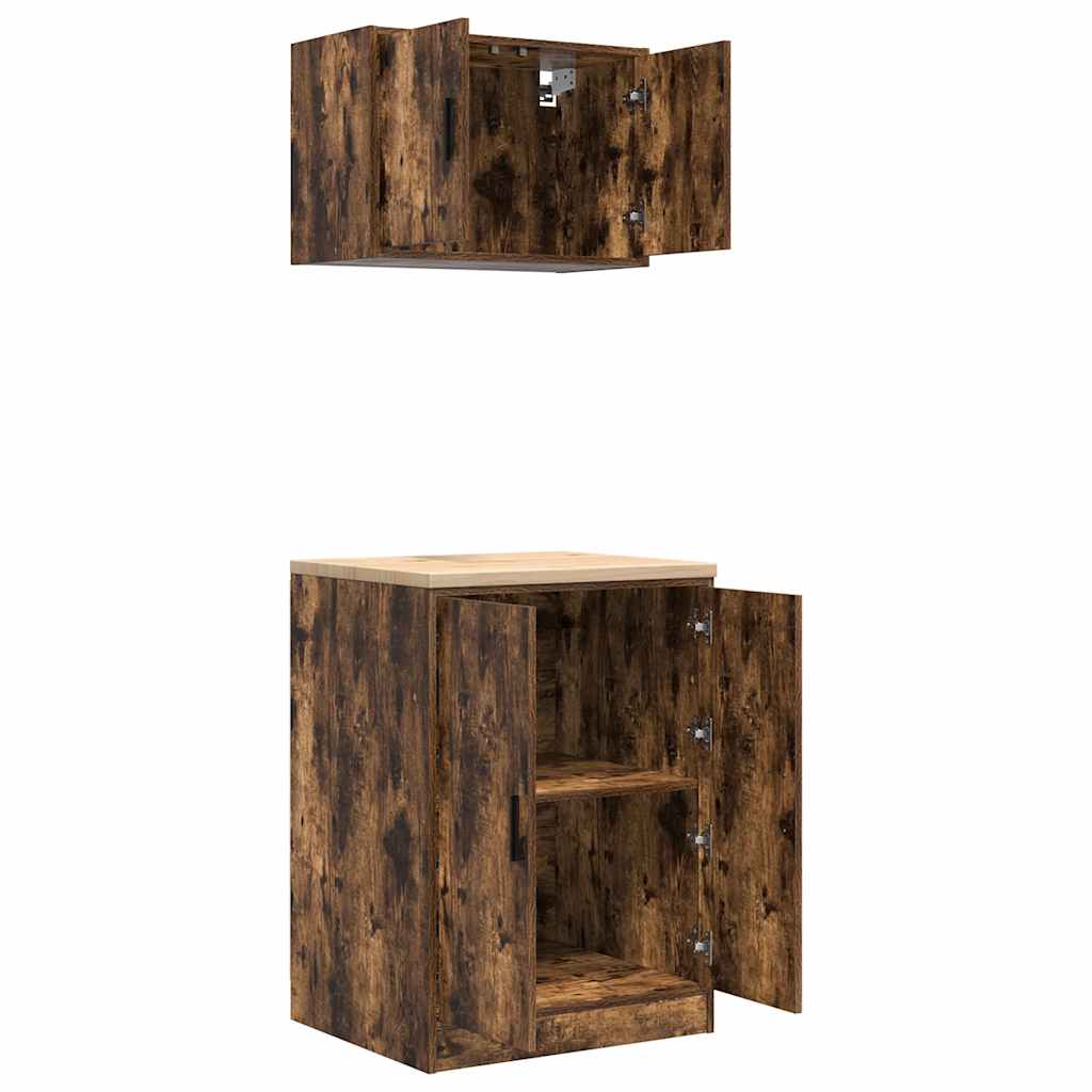 Garagenschränke 2 Stk. Räuchereiche Holzwerkstoff