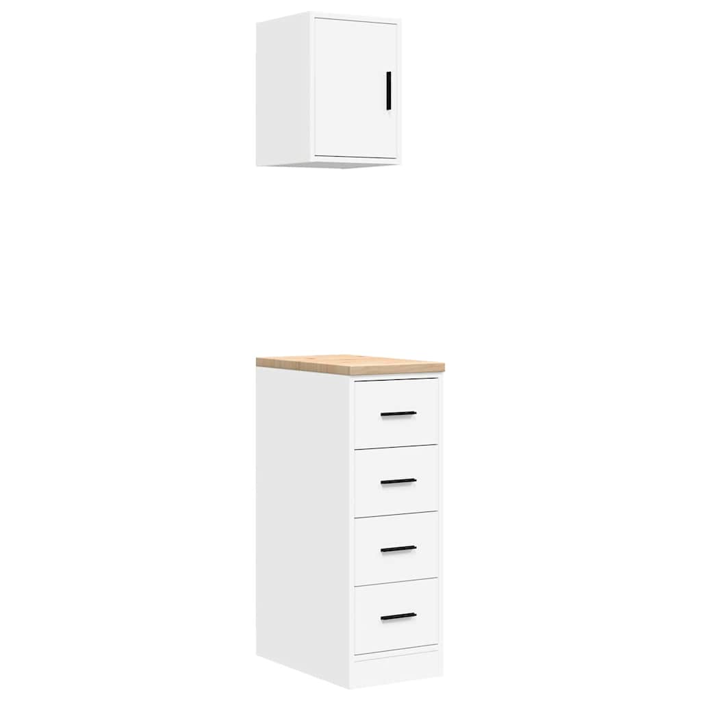 Garagenschränke 2 Stk. Weiß Holzwerkstoff