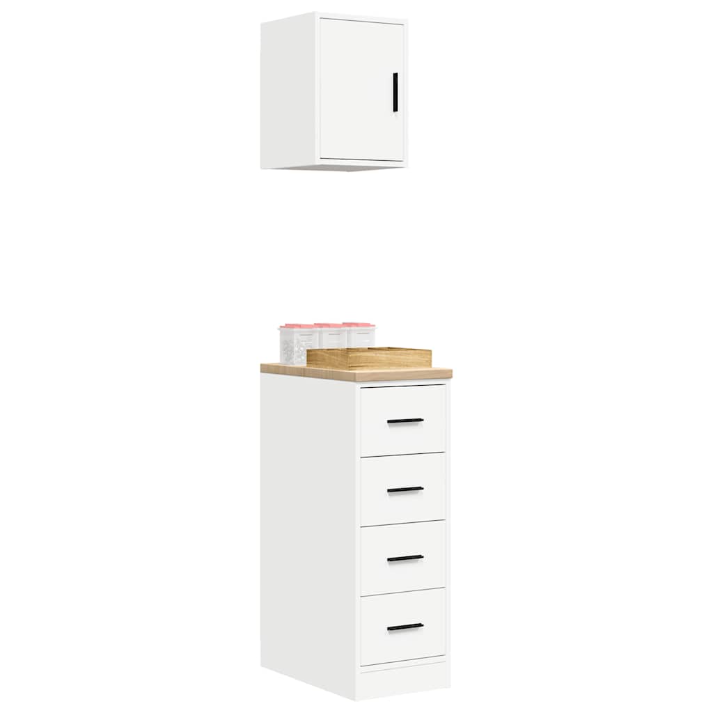 Garagenschränke 2 Stk. Weiß Holzwerkstoff