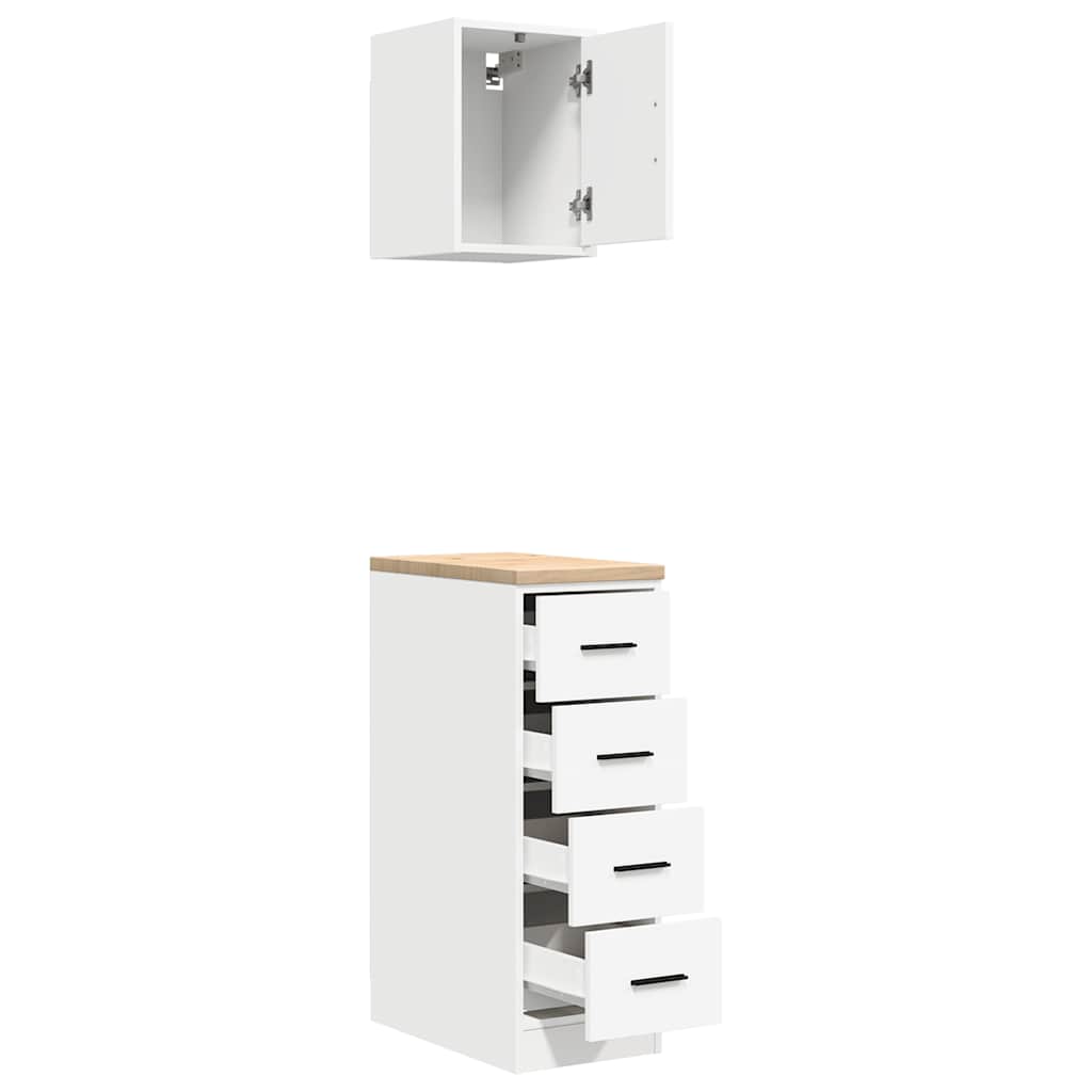 Garagenschränke 2 Stk. Weiß Holzwerkstoff