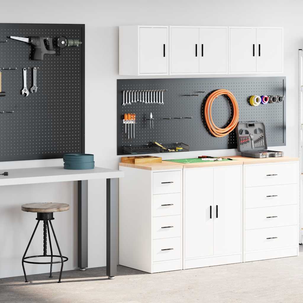 Garagenschränke 2 Stk. Weiß Holzwerkstoff