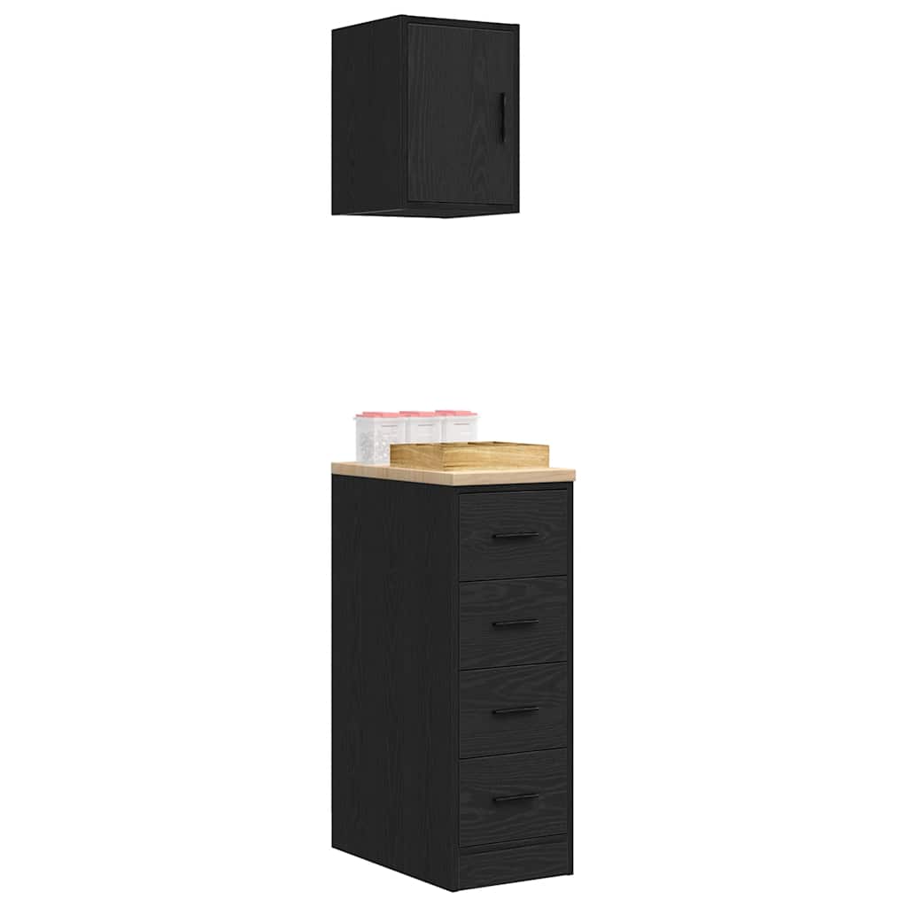 Garagenschränke 2 Stk. Schwarz Holzwerkstoff