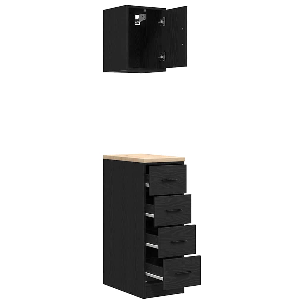 Garagenschränke 2 Stk. Schwarz Holzwerkstoff