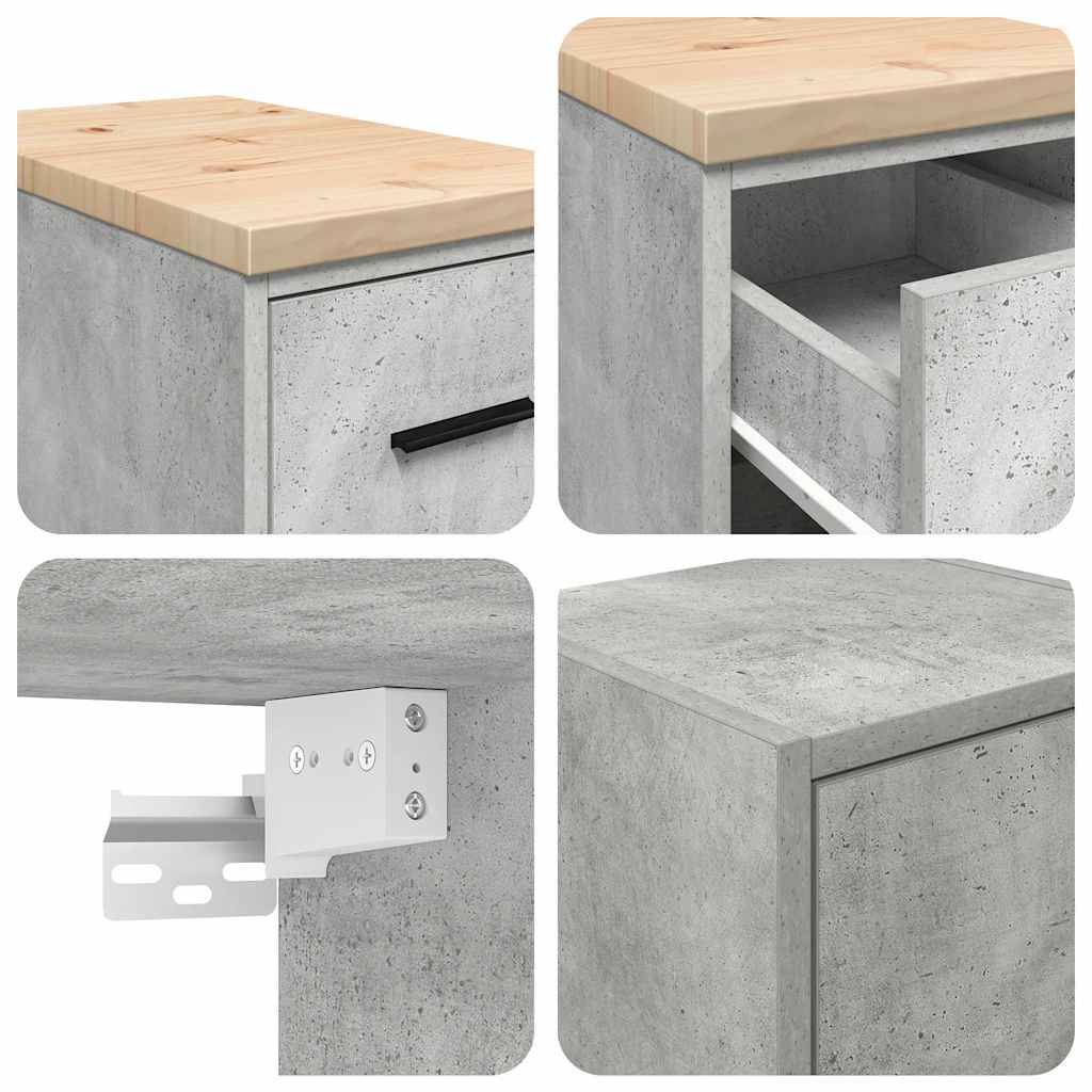 Garagenschränke 2 Stk. Betongrau Holzwerkstoff