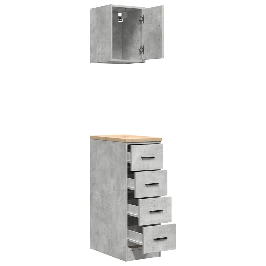 Garagenschränke 2 Stk. Betongrau Holzwerkstoff
