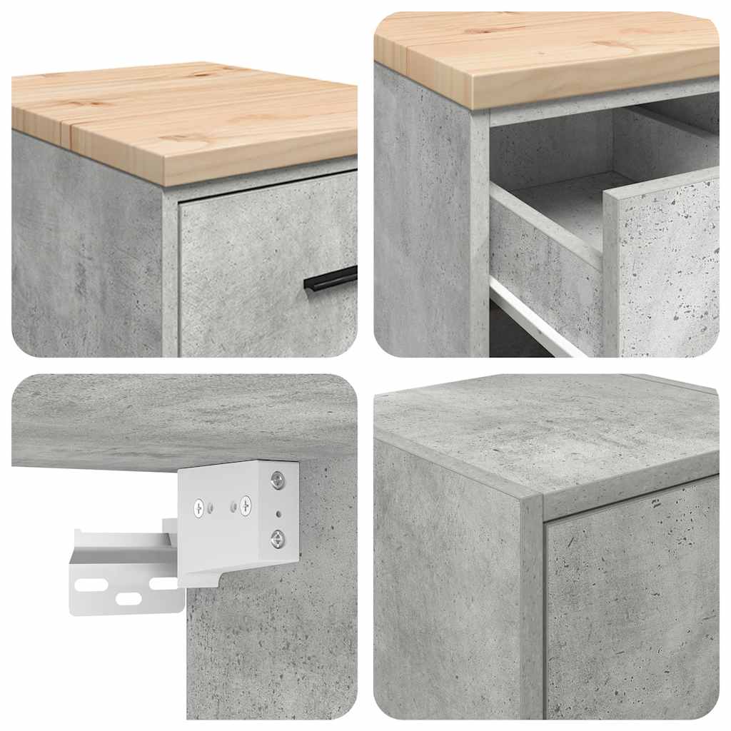 Garagenschränke 2 Stk. Betongrau Holzwerkstoff