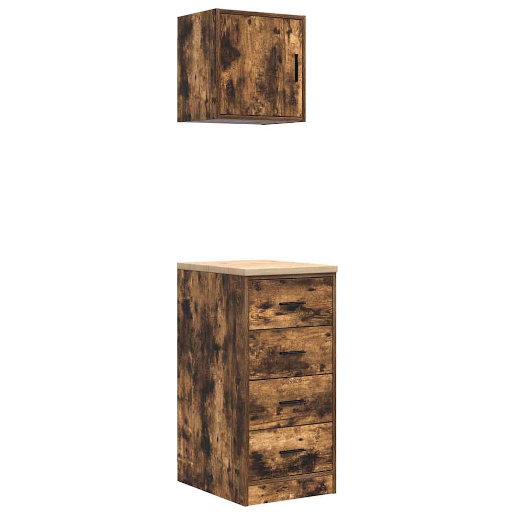 Garagenschränke 2 Stk. Räuchereiche Holzwerkstoff