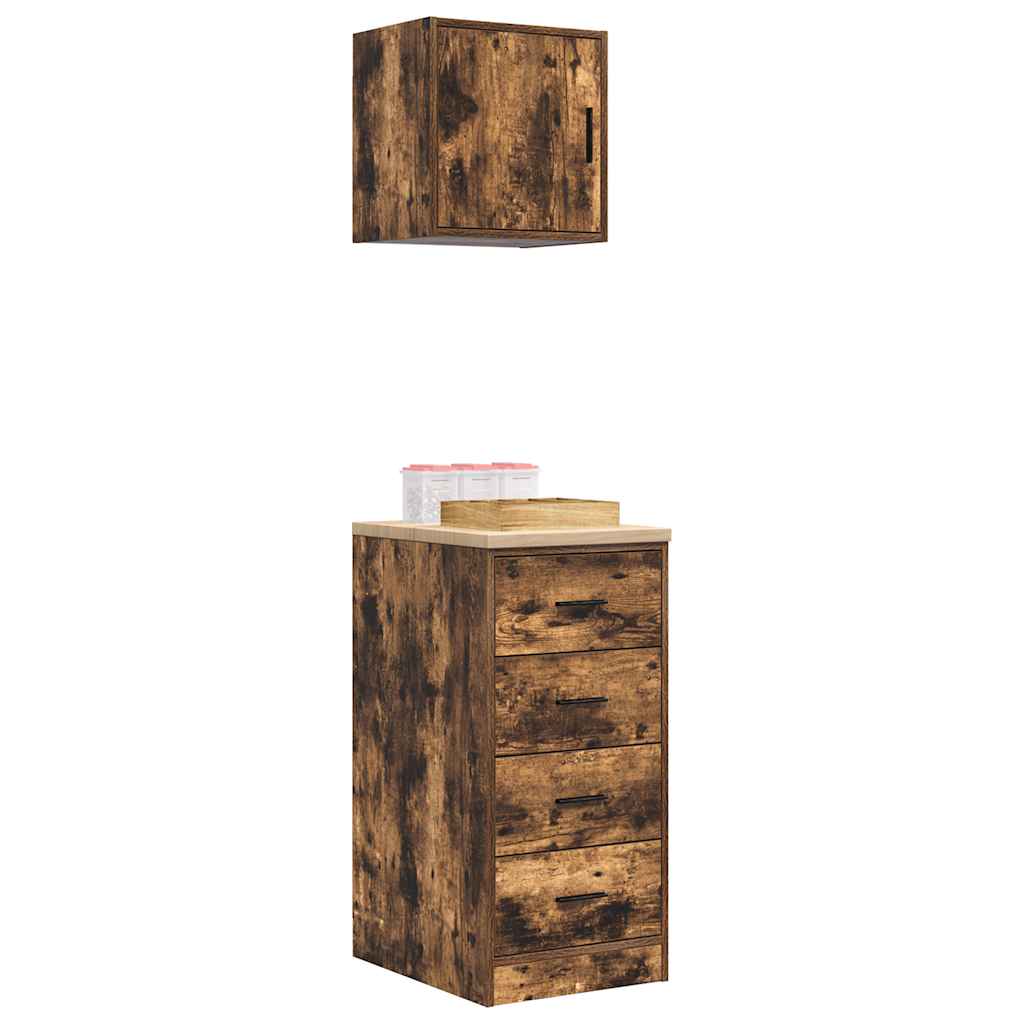 Garagenschränke 2 Stk. Räuchereiche Holzwerkstoff