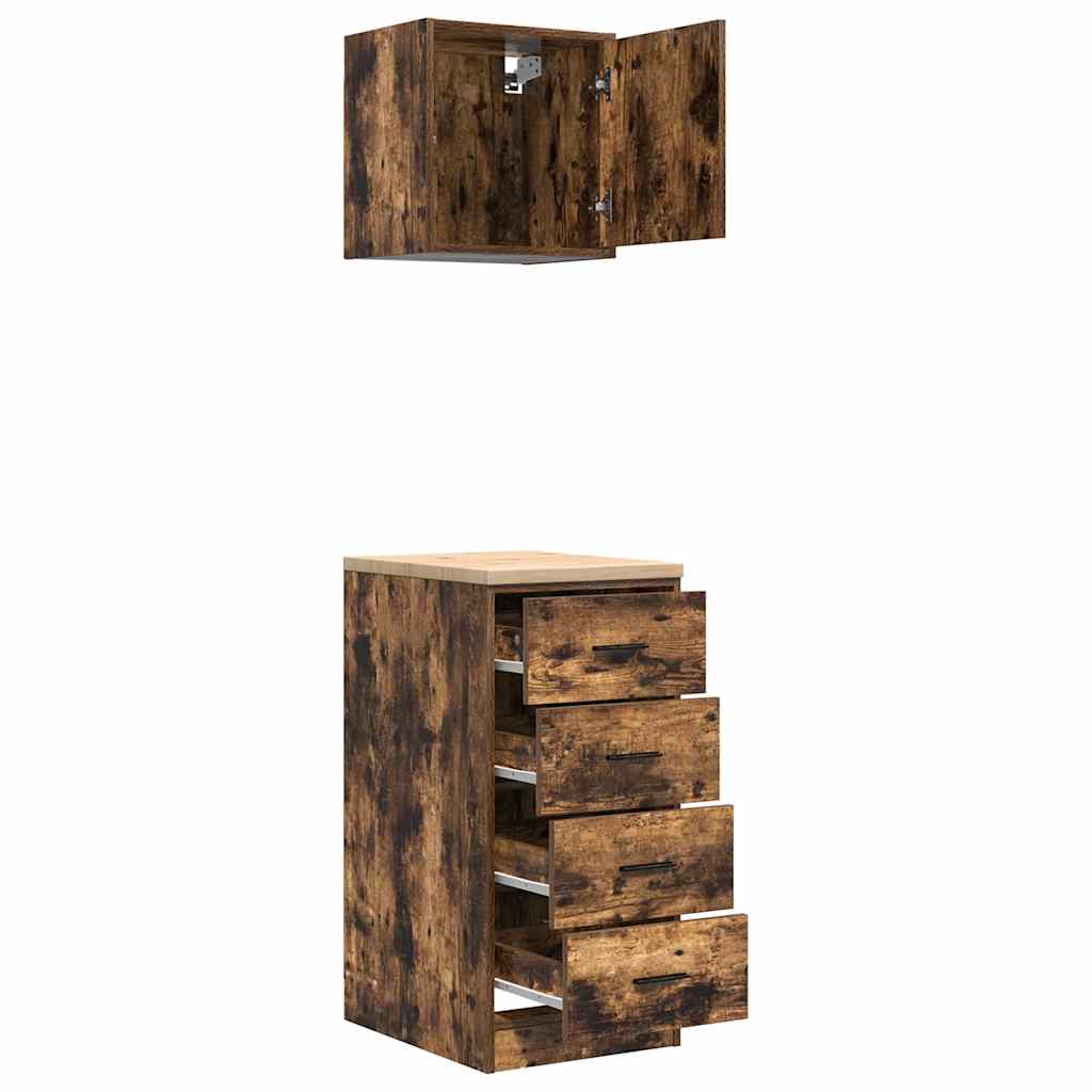 Garagenschränke 2 Stk. Räuchereiche Holzwerkstoff