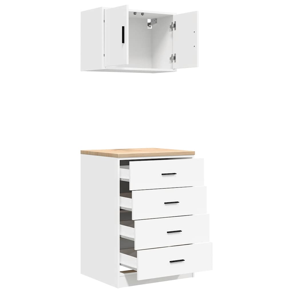 Garagenschränke 2 Stk. Weiß Holzwerkstoff