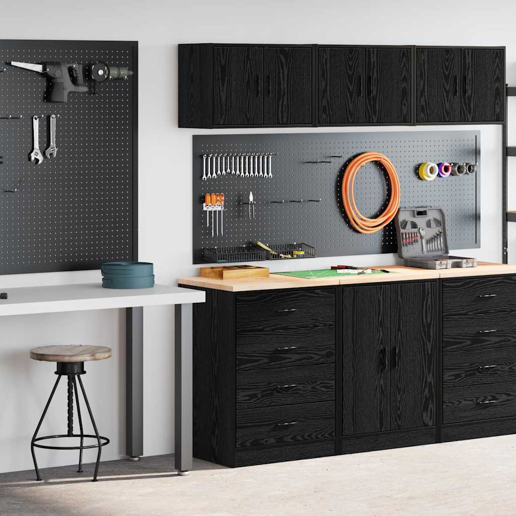 Garagenschränke 2 Stk. Schwarz Holzwerkstoff