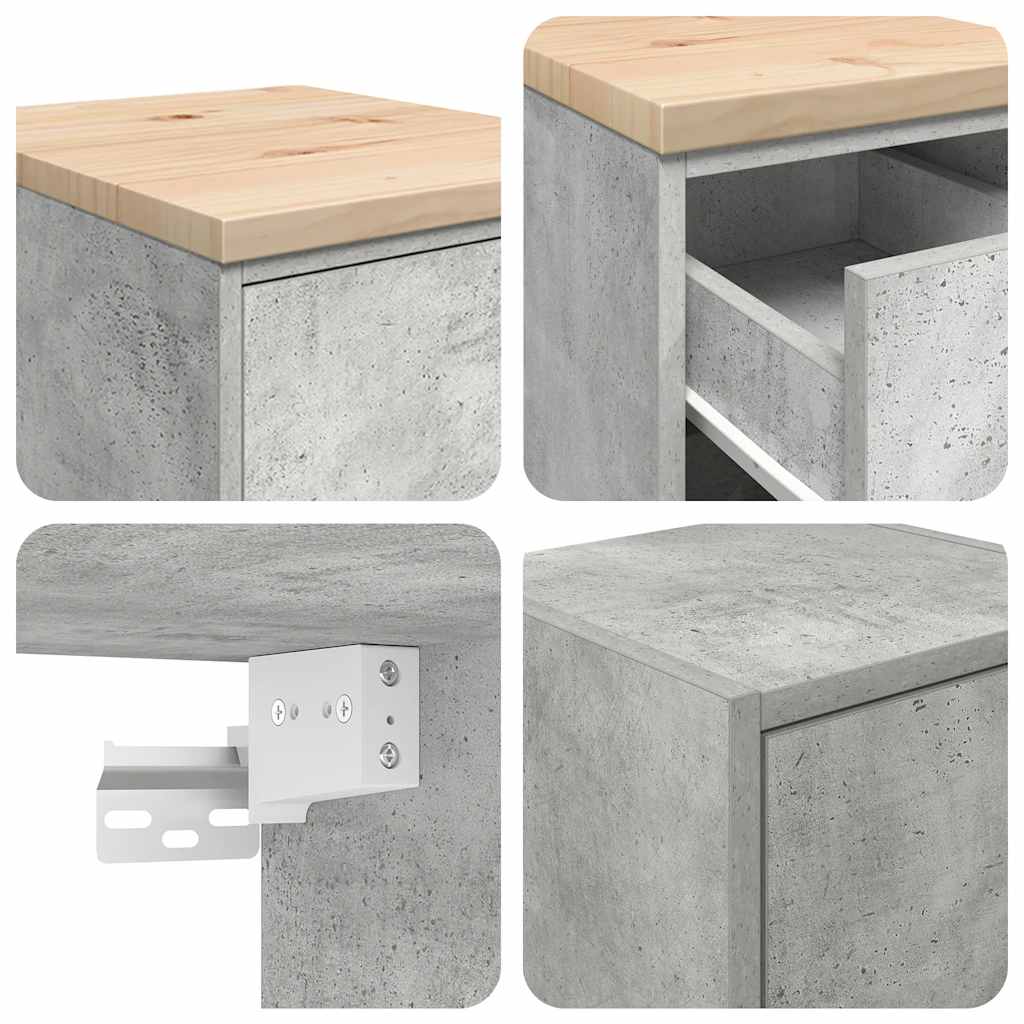 Garagenschränke 2 Stk. Betongrau Holzwerkstoff