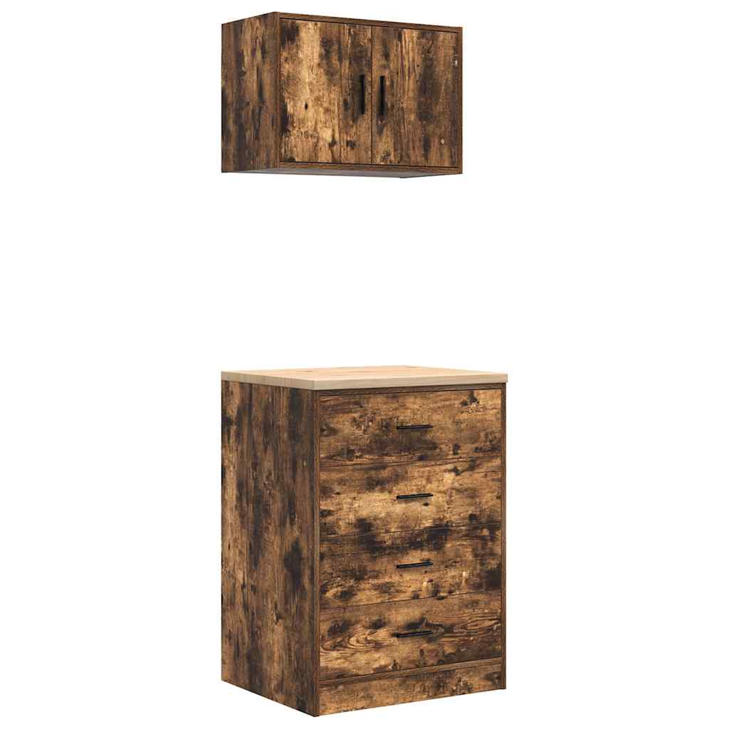 Garagenschränke 2 Stk. Räuchereiche Holzwerkstoff