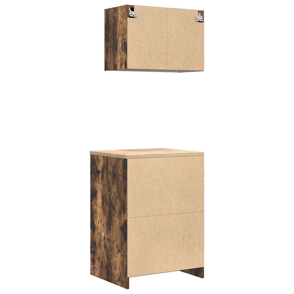 Garagenschränke 2 Stk. Räuchereiche Holzwerkstoff