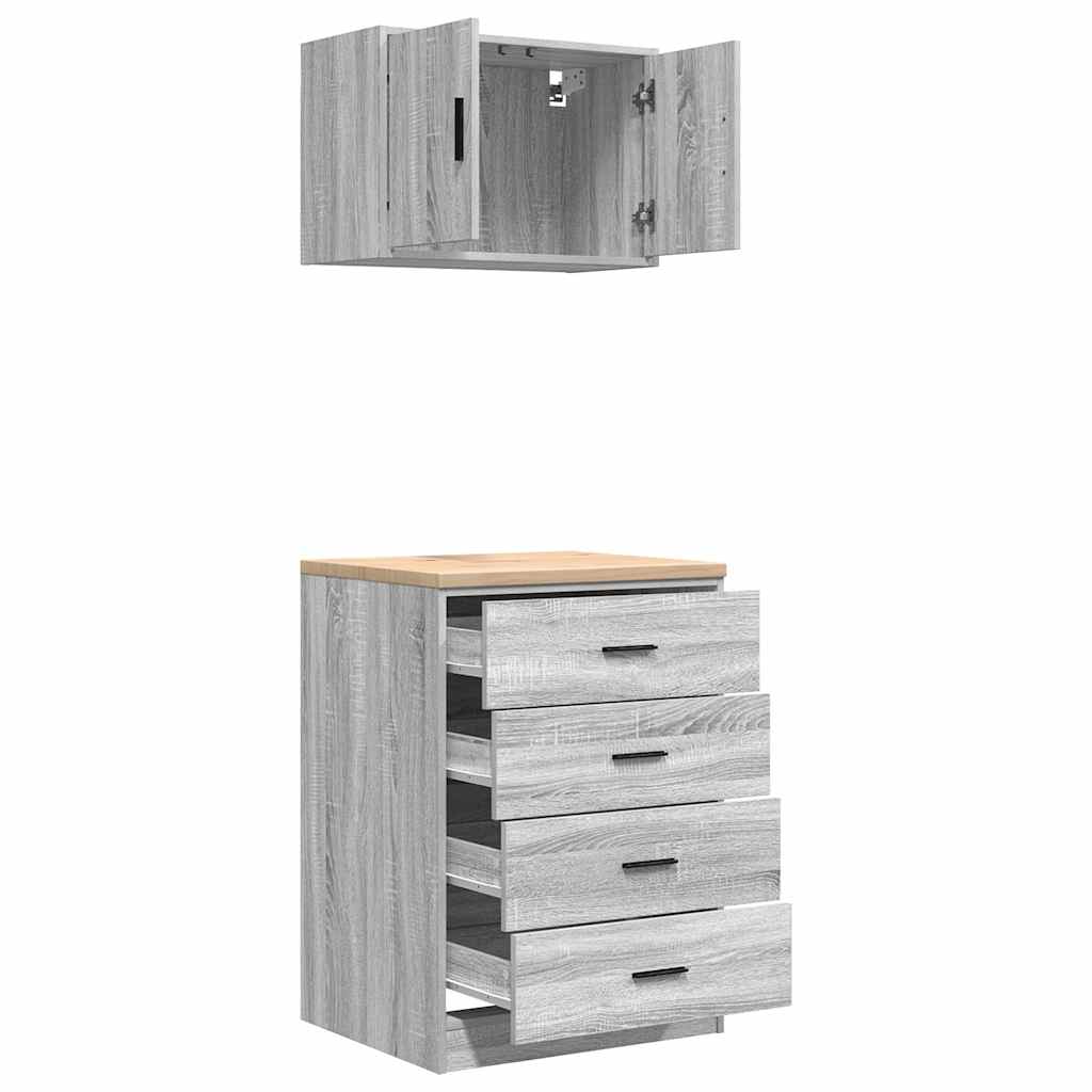Garagenschränke 2 Stk. Grau Sonoma Holzwerkstoff