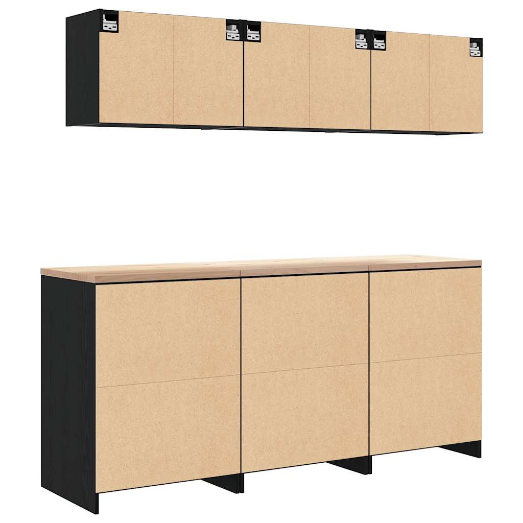 Garagenschränke 6 Stk. Schwarz Holzwerkstoff