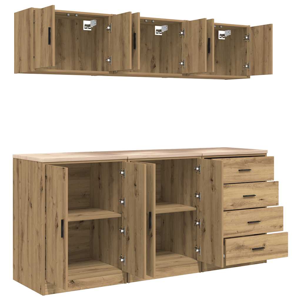 Garagenschränke 6 Stk. Artisan-Eiche Holzwerkstoff