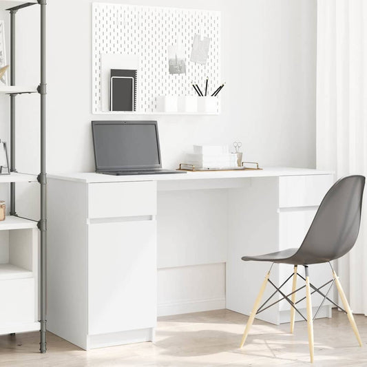Bureau avec tiroirs Blanc 140 x 49 x 76 cm Bois d'ingénierie