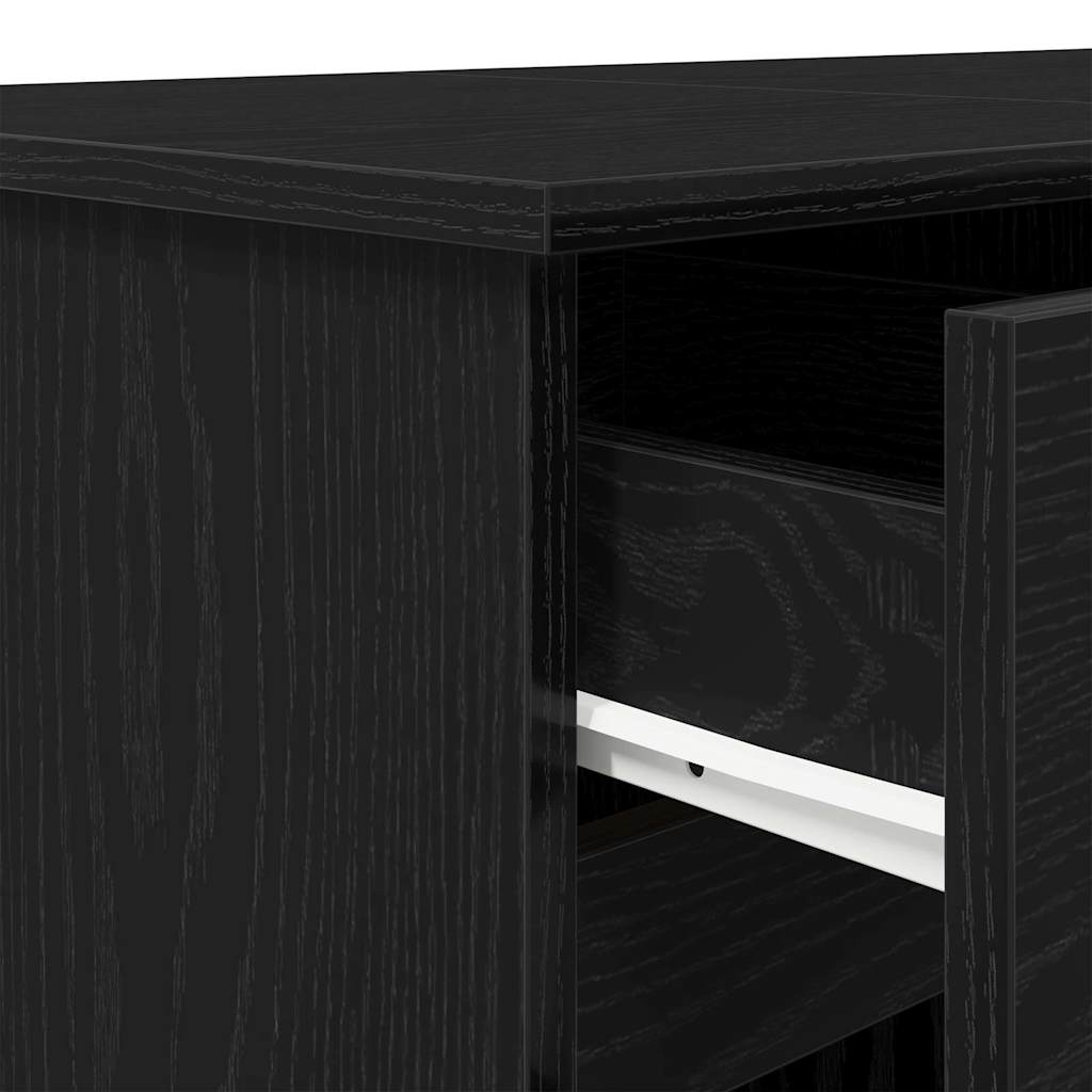 Bureau avec étagère Noir aspect chêne 140 x 49 x 76 cm