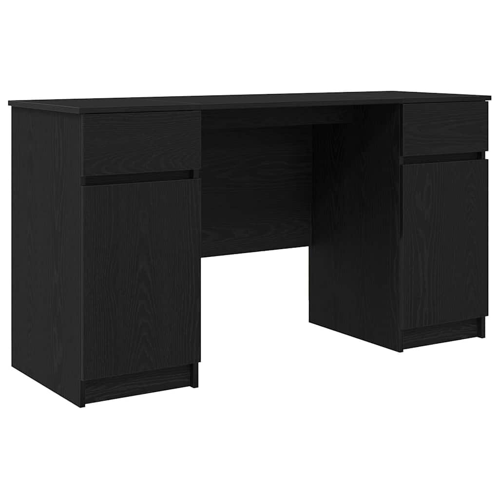 Bureau avec étagère Noir aspect chêne 140 x 49 x 76 cm