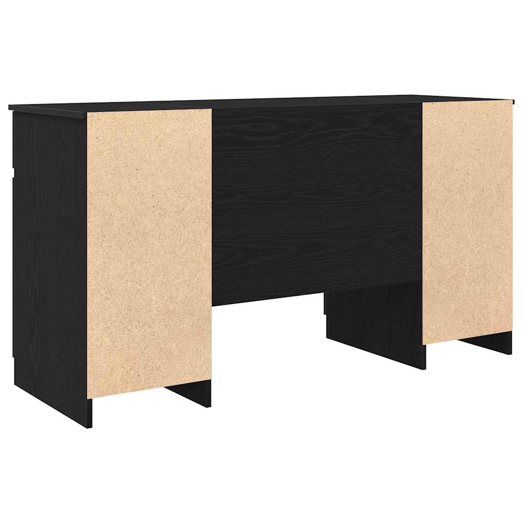 Bureau avec étagère Noir aspect chêne 140 x 49 x 76 cm