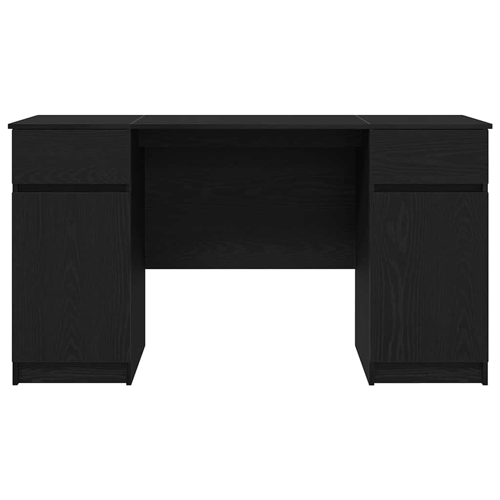 Bureau avec étagère Noir aspect chêne 140 x 49 x 76 cm