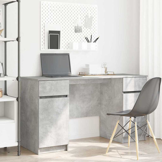 Bureau avec étagère Gris béton 140 x 49 x 76 cm Bois d'ingénierie