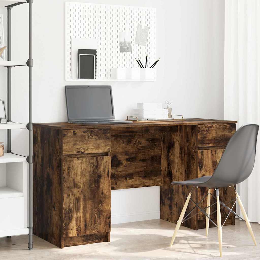 Desk Smoked Oak 140 x 49 x 76 cm Wood-based Material