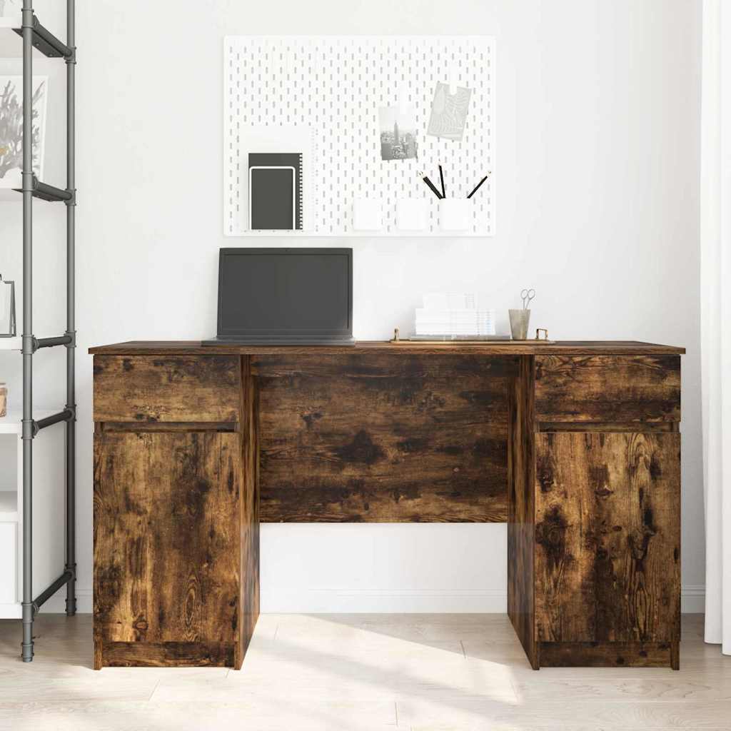 Desk Smoked Oak 140 x 49 x 76 cm Wood-based Material